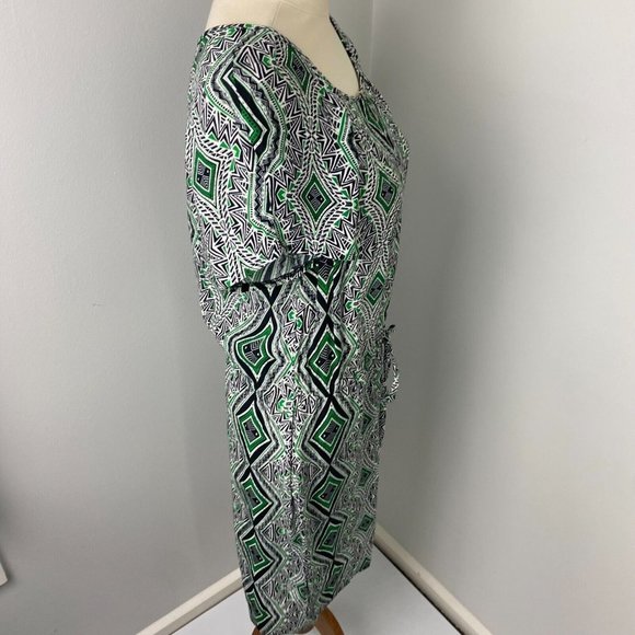 David Lawrence Size 8 Women's Shift Dress Geometric Pockets Waist Tie - Picture 9 of 10